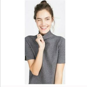 Zara knit short sleeve mock neck top